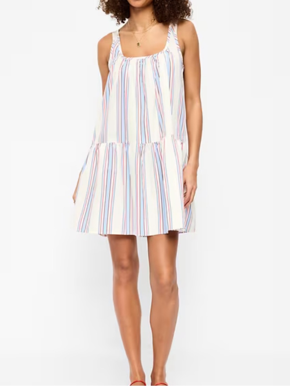 Old Navy White Multi-Stripe Sleeveless Mini Dress
